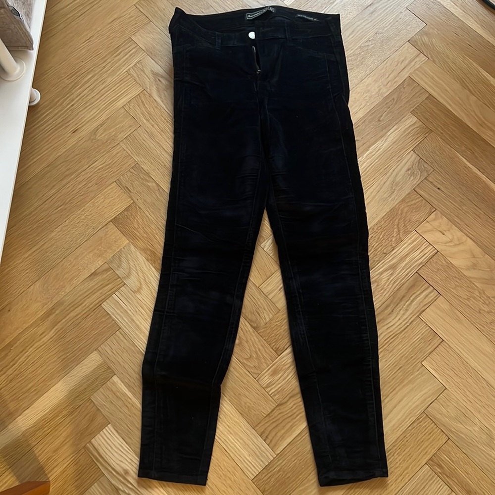 Abercrombie and fitch mid rise super skinny black corduroy jeans